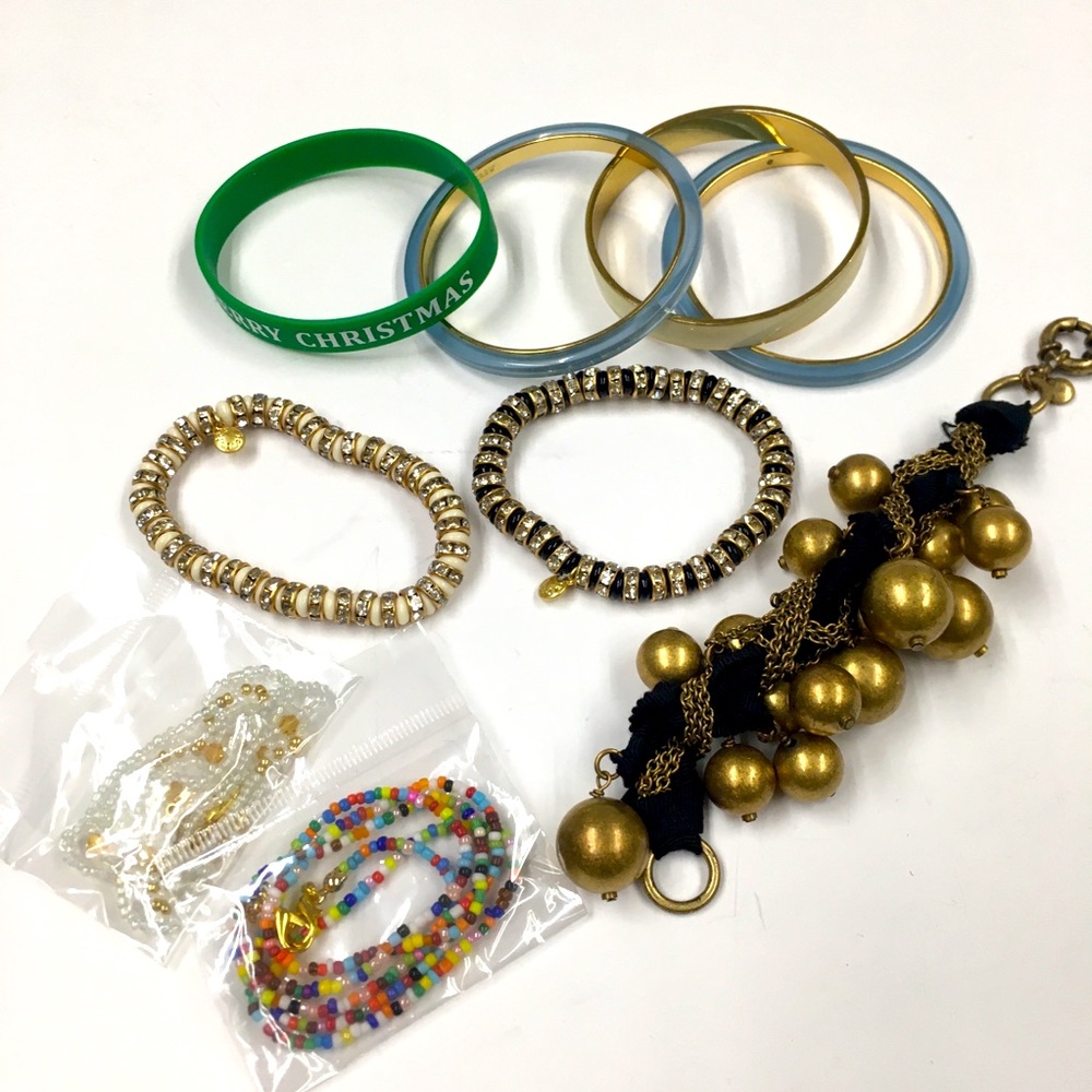 J Crew Bracelet Bundle Gold Silver Tone Blue